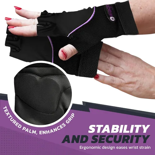Miniatura 5 de Guantes de muñeca asegurada, almohadilla de gel delgada y forro interior absorbente, guantes de entrenamiento para mujeres y hombres, yoga y pilates