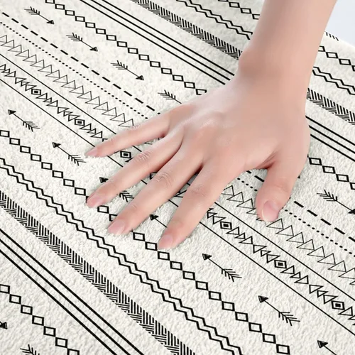Miniatura 5 de Erosebridal Tapete de baño bohemio azteca de 16 x 24 pulgadas, color blanco y negro con estampado de flechas geométricas, alfombras de baño bohemias