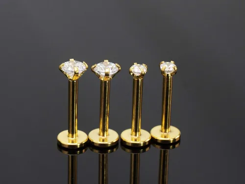Miniatura 5 de Piercing de labio de 16 G con circonita cúbica de color mixto para labret Monroe nariz, tragus hélice para oreja, joyería de acero inoxidable