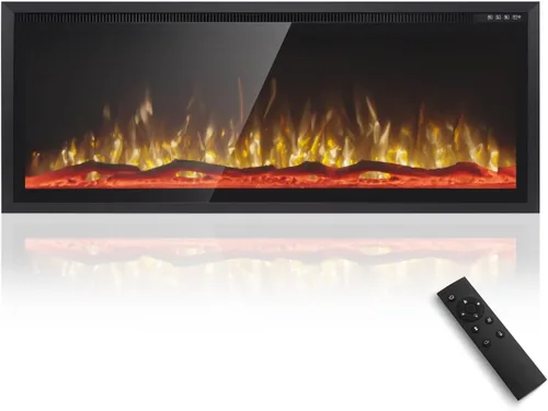 Miniatura 10 de MFSTUDIO - Chimenea eléctrica de 72 pulgadas con 84 combinaciones de color, chimenea eléctrica empotrada y montada en la pared con marco ultra
