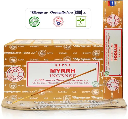 Miniatura 15 de Varillas de incienso Satya Champa, Paquete de 15gmx12 de inciensos Satya Bng con paquete de soporte de incienso Raajsee, Incienso natural Satya Nag
