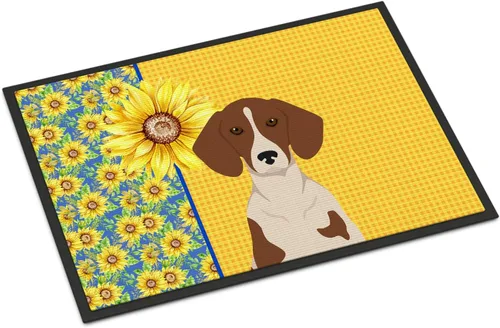 Miniatura 337 de Caroline's Treasures WDK5313MAT Airedale Terrier - Tapete para puerta delantera de 18 x 27 pulgadas, diseño de girasoles de verano, para entrada