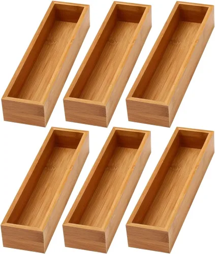 Miniatura 30 de YBM HOME Caja organizadora de cajones de bambú para cajón de cocina, oficina, dormitorio, habitación de los niños, manualidades, costura y baño