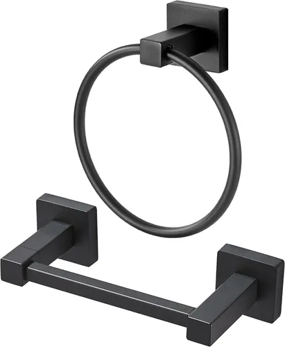 BigBig Home Soporte para papel higiénico negro, soporte para toallas de mano, soporte para toallas de mano, soporte moderno para toallas de baño,