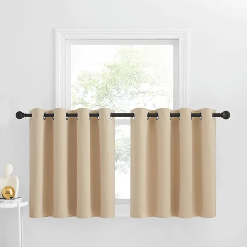 Miniatura 233 de NICETOWN Cortinas opacas de cocina para ventana sobre el fregadero, aislamiento térmico, decoración del hogar, pequeños niveles opacos con ojales