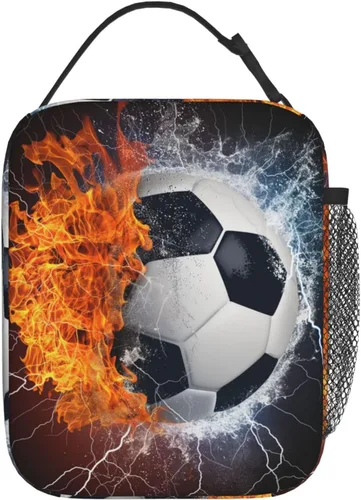 Miniatura 2 de Fiambrera deportiva con pelota de fútbol para niños, adultos, niñas, niños, bolsa de almuerzo refrigerante, reutilizable, aislada, bolsa