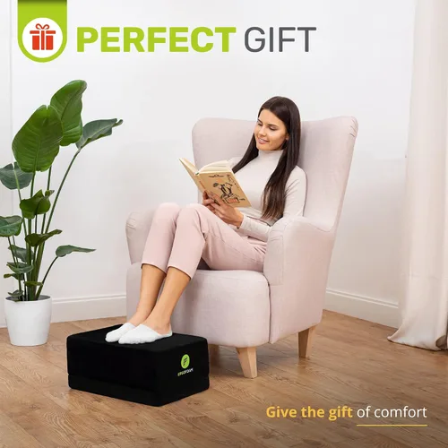 Miniatura 8 de ErgoFoam Reposapiés XL para debajo del escritorio en el trabajo para taburetes y sillas altas, respaldado por quiropráctico, reposapiés ajustable 2