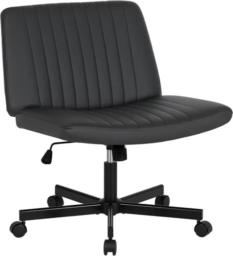 Miniatura 14 de PayLessHere Silla cruzada Rosa Silla de escritorio ancha y sin brazos sin ruedas Giratorio 360, altura ajustable y base de metal estable