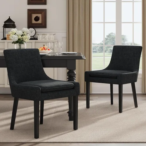 Miniatura 36 de MALOL Juego de 2 sillas de comedor tapizadas en corduroy con patas de madera, sillas de cocina laterales acolchadas de respaldo medio para comedor