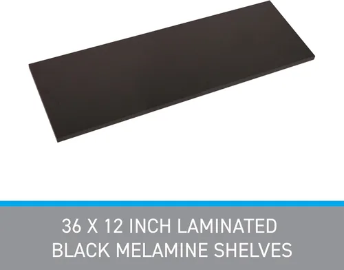 Miniatura 4 de SSWBasics Tablero de estante de melamina negra laminada, 36 pulgadas de largo x 12 pulgadas de ancho, estantes de repuesto duraderos y elegantes