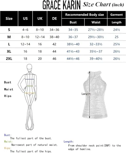 Miniatura 5 de GRACE KARIN Camisetas de lentejuelas para mujer, elegantes camisetas halter con brillos, para fiesta, club, cóctel, ajustadas, fruncidas