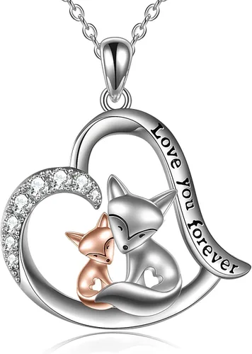 POPLYKE Collar de plata de ley para mujer diseño de rana zorro mariquita mariposa regalo para el día de la madre para mamá hija esposa collar de