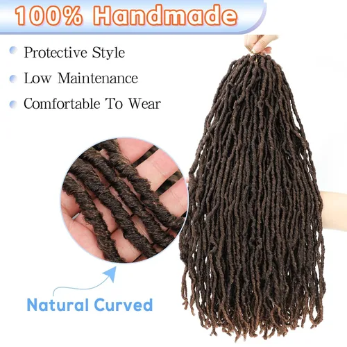 Miniatura 4 de Rastas de pelo sintético de ganchillo de 22 pulgadas, color marrón degradado, 7 paquetes de cabello de ganchillo preanudado para mujeres negras