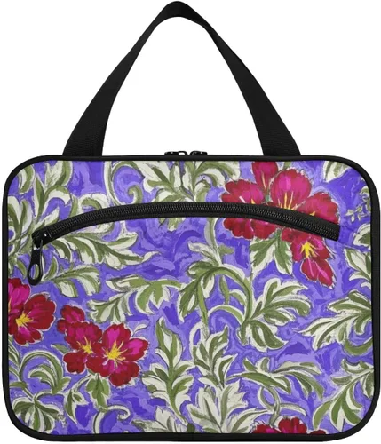 Trendy Vintage Flower Purple Red hanging travel toiletry bag hanging with hook, designer cute bags for men for men toilet bolso viajero para mujer L