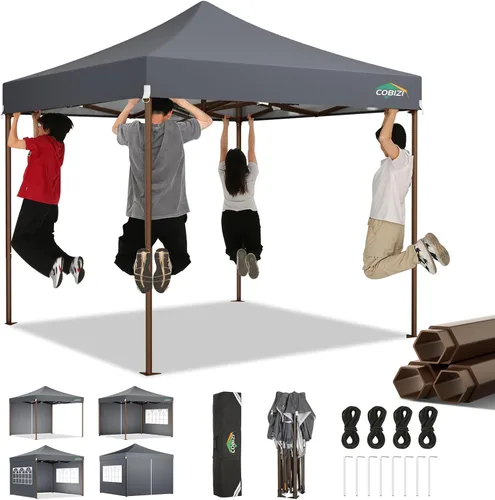 COBIZI Carpa plegable de 10 x 10 pies, resistente, con 4 paredes laterales, toldo portátil y autoportante para uso comercial al aire libre, fácil de