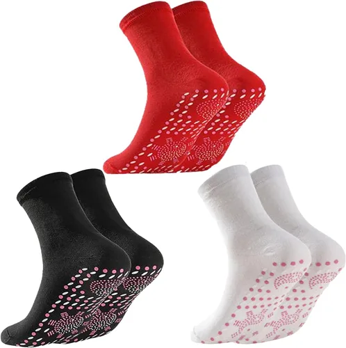 Miniatura 6 de AFIZ - 3 pares de calcetines de turmalina para circulación térmica, acupresión, autocalentamiento, calcetines de salud de turmalina, calcetines 3