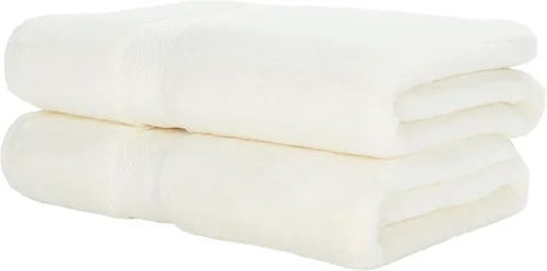 SAFAVIEH Home Collection - Juego de 2 toallas de baño (100% algodón, 27 x 54 pulgadas), color marfil