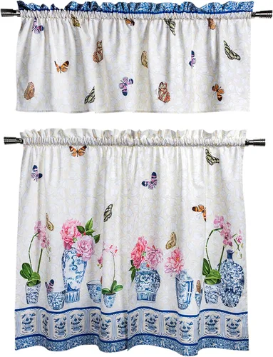 Miniatura 27 de Maison d' Hermine Juego de cortinas de cocina para ventanas, juego de cortinas de cocina 100% algodón, cenefas para el hogar [2 niveles