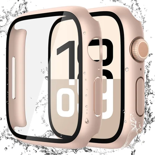 Miniatura 28 de Misxi Paquete de 2 fundas impermeables con botón diseñadas para Apple Watch Series 3 Series 2 de 38mm, funda rígida de policarbonato anticaídas