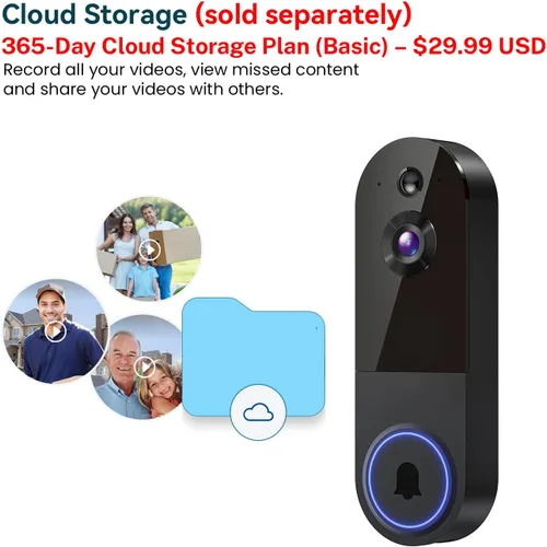 Miniatura 7 de ClipBlur Cámara de timbre de video inalámbrico de 1080p, visión nocturna, funciona con batería, detección de movimiento AI, audio bidireccional