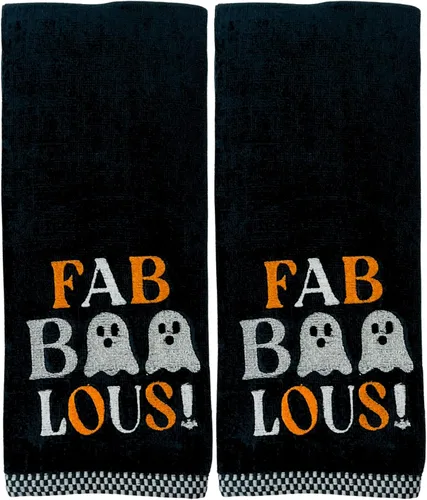 Miniatura 15 de Serafina Home Toallas de mano de baño de Halloween, fantasmas bordados, diseño Boo, juego de 2, color negro, 16 x 25 pulgadas