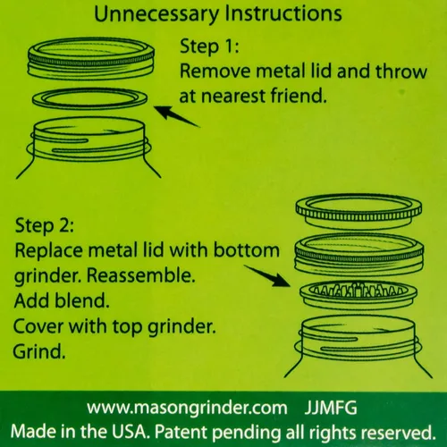 Miniatura 6 de Molinillo de hierbas de 2 piezas con agujeros por Mason Grinder - Boca pequeña - Se adapta a tarros Mason regulares (tarro no incluido)