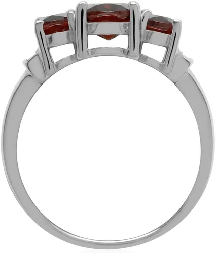 Miniatura 3 de Silvershake Anillo de plata de ley 925 chapada en oro blanco con piedra natal de forma ovalada auténtica de 3 piedras