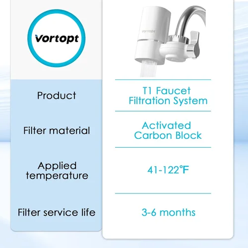 Miniatura 9 de Vortopt Filtro de agua para grifo para fregadero, flujo rápido, sistema de filtración de agua de montaje en grifo de 400 galones para agua