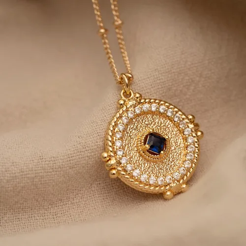 Miniatura 5 de MTMY Collar de moneda de oro de 14 quilates, chapado en oro de 14 quilates, delicado collar con dije de moneda de oro para mujer, collar de disco
