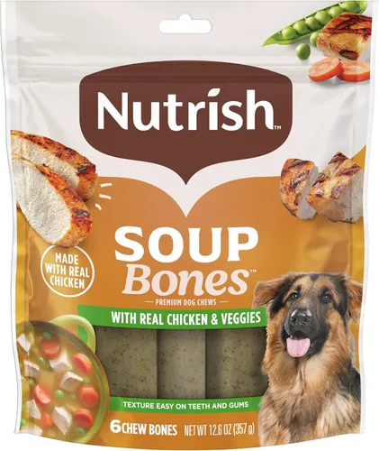 Miniatura 13 de Nutrish Soup Bones Masticables Premium para Perros con Pollo Real y Verduras, Golosinas para Perros de Textura Suave, 11 Masticables, el Empaque
