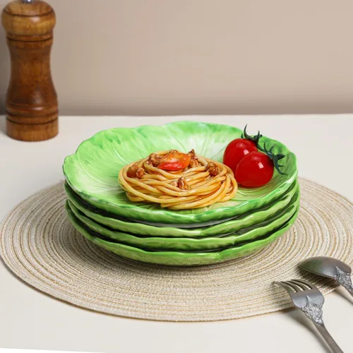 Miniatura 3 de Gaolinci Plato de cena de cerámica de dibujos animados de la serie Cabbage de 7.5 pulgadas (juego de 4)