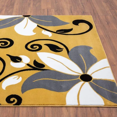 Miniatura 7 de LUXE WEAVERS 9242 Victoria - Alfombra moderna floral amarilla de 5 x 7 Amarillo
