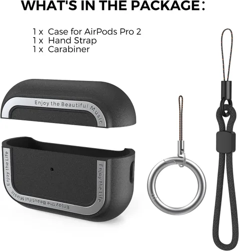 Miniatura 7 de TRONWIN Funda protectora de TPU Airpods Pro 2 con correa de mano y mosquetón para Airpods Pro 2 [LED frontal visible]