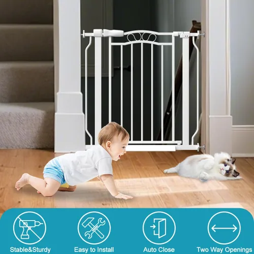 Miniatura 7 de Puerta de bebé extra ancha para puertas de 53.1 a 62.6 pulgadas, puertas para perros montadas a presión con puerta, barrera de seguridad infantil
