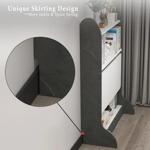 Miniatura 6 de Pmnianhua Escritorio de pared plegable, escritorio de pared extraíble que ahorra espacio con estante de almacenamiento, mesa de estudio, escritorio