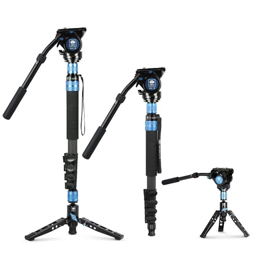 SIRUI P-325FL - Kit monopie de cámara de fibra de carbono, monopie de video profesional ligero de 70.7 pulgadas con cabezal de video fluido VH-10,