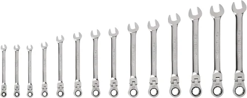 Miniatura 10 de TEKTON Juego de llaves de combinación con cabeza flexible de 12 puntos con organizadores modulares, 19 piezas (6-24 mm) WRC95303