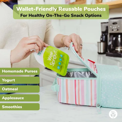 Miniatura 4 de Bolsa de alimentos reutilizable (paquete de 6), fácil de llenar y de limpiar, doble cierre significa que no hay fugas, perfecto para alimentos
