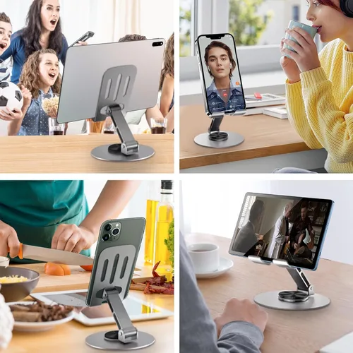 Miniatura 7 de Soporte Universal de Metal para Celular, Soporte Ajustable de Ángulo Múltiple con Rotación de 360°, Antideslizante, Compatible con iPhone 17 16 Pro