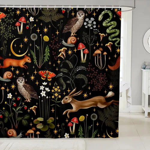 Miniatura 49 de Castle Fairy Cortinas de ducha con hojas de ginkgo, cortina de baño botánica de naturaleza verde, tela de plantas de acuarela, juego de decoración