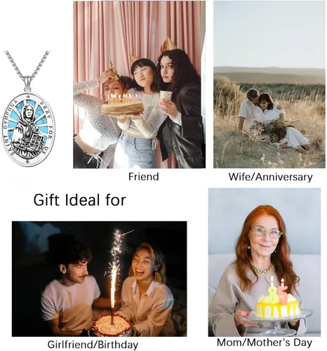 Miniatura 293 de Collar de plata de ley 925 con medalla de San Patrón, colgante de protección católica, amuleto, joyería religiosa para hombres y mujeres
