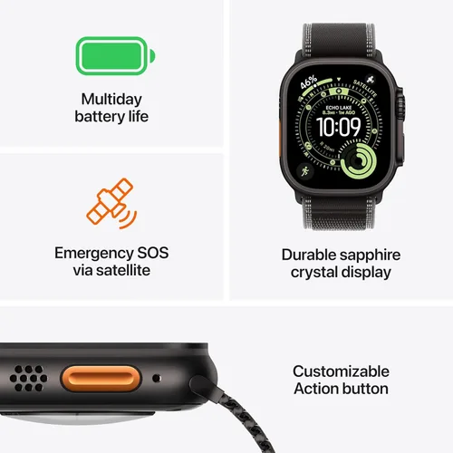 Miniatura 2 de Apple Watch Ultra 3 [GPS + Cellular 49mm] Reloj inteligente para correr y multideporte con funda de titanio resistente con bucle milanés de titanio