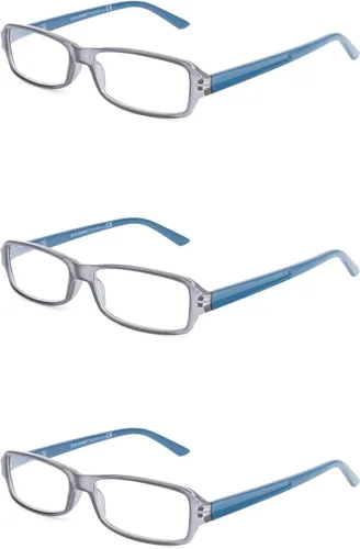 Miniatura 7 de Paquete de 3 lentes de lectura unisex con marco de plástico rectangular para hombres y mujeres