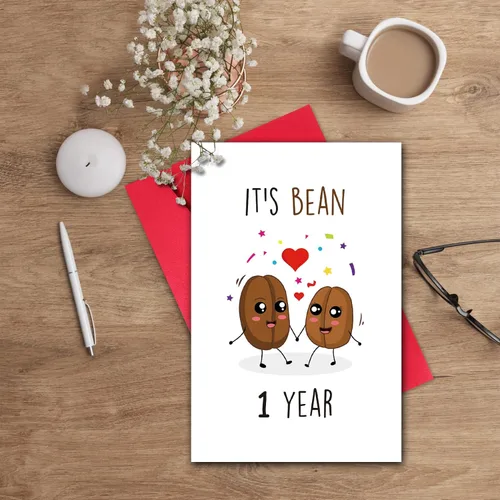Miniatura 4 de GYYsweetus Tarjeta de aniversario de 1 año para novio, divertido regalo de aniversario de un año para novia, tarjeta de aniversario de primera boda