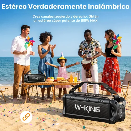Miniatura 4 de W-KING - Altavoz Bluetooth, potente altavoz Bluetooth de 50 W, resistente al agua, gran altavoz portátil para exteriores inalámbrico para graves