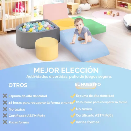 Miniatura 6 de CAMELUS Juguetes de escalada para niños de 1 año, bloques de espuma para bebés con piscina de pelotas para niños pequeños, juego de 6 piezas