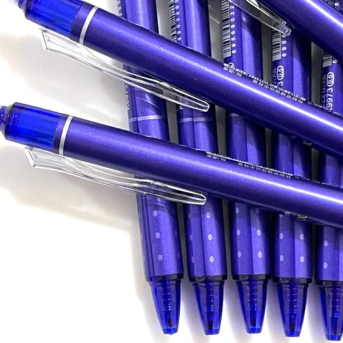 Miniatura 5 de sencoo Paquete de 5 bolígrafos de gel azul borrables retráctiles y borrables de tinta azul para estudiantes, papelería, oficina, premios escolares