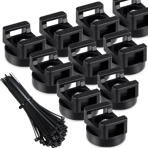 Yookeer 60 piezas magnéticas con cierre de cremallera, multiusos, bases magnéticas de gestión de cables con cremallera resistente, montaje de bridas