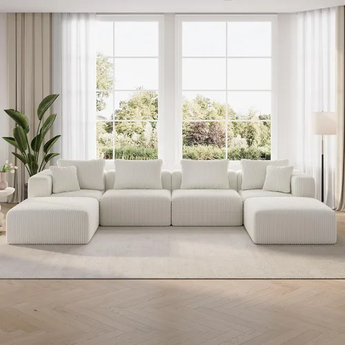 Miniatura 46 de Novilla 141" Sofá seccional modular, sofá seccional moderno en forma de nube con soporte Smarts Coil™, sofá sin huesos en forma de U para sala