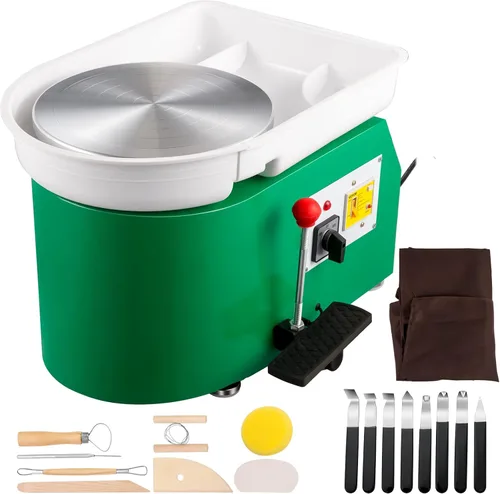 Miniatura 14 de VEVOR Torno de Alfarero de 14 pulgadas para Adultos Principiantes, Altura Ajustable de 0-6 pulgadas, Máquina Formadora de Cerámica de 450W, Torno